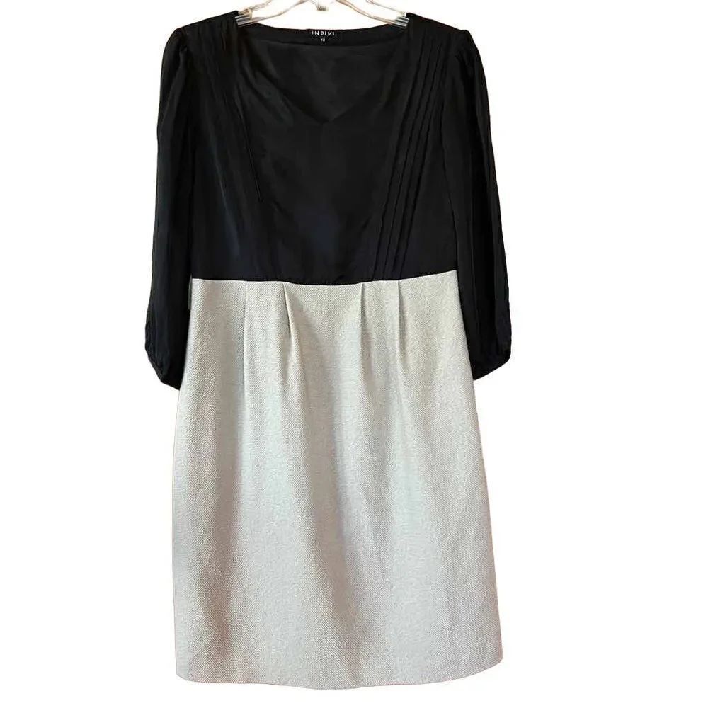 Indivi Japan Two Tone and Fabric Dress Size 40